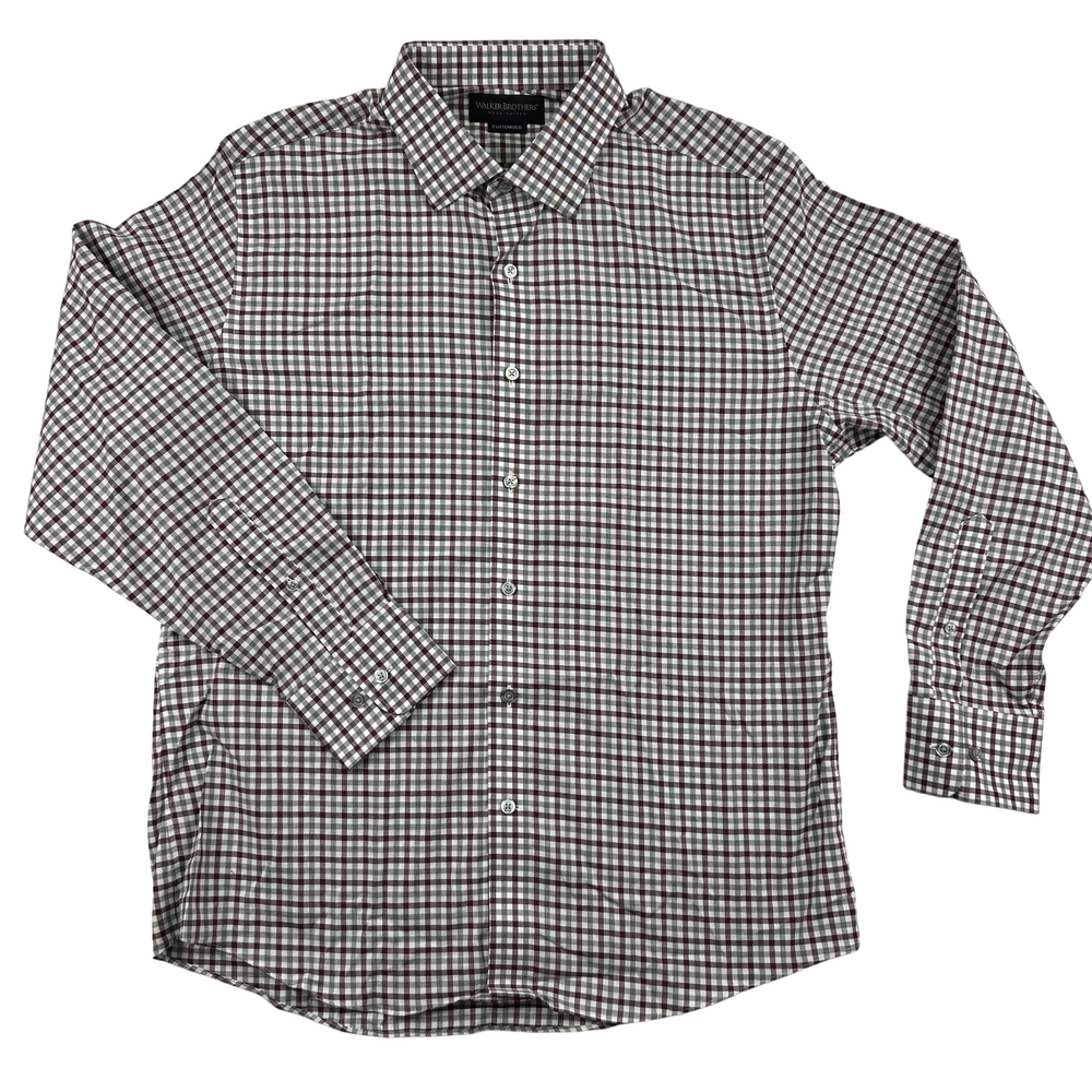 Walker Brothers Shirt Mens Large Morris Customized Stretch Check Twill Business